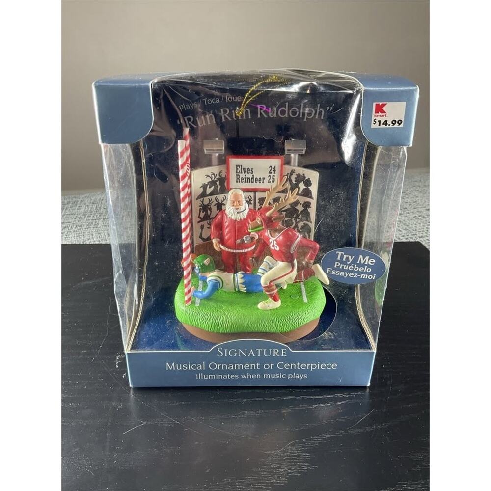Vintage Santa's Best Musical Ornament Elves vs. Reindeer Football Game NCAA NFL